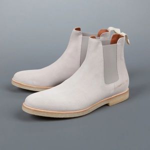 Common Projects Pastel Pink Blush Suede Chelsea Boots